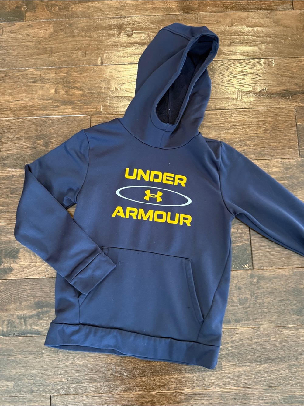 Under Armour Navy Hoodie with Yellow Logo for Kids